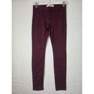 Hollister Womens Super Skinny Jeans 1 R  25 L31 Burgundy Red Cotton Blend